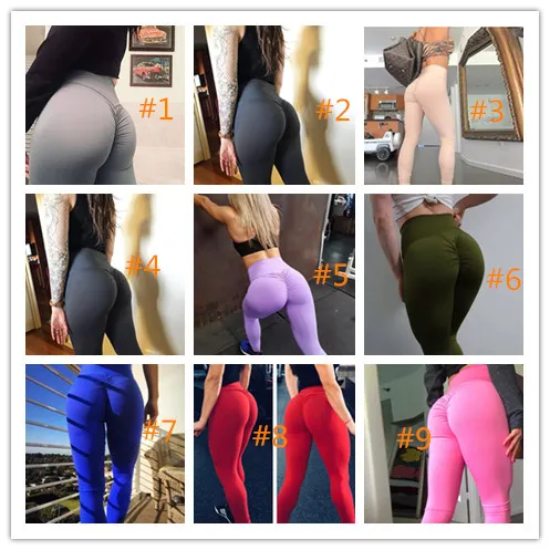 10pcs 루칭 요가 바지 레깅스 하라주쿠 푸시 위로 leggins 스포츠 여자 피트 니스 높은 허리 탄성 스타킹 스포츠웨어 뜨거운 9 스타일 재고