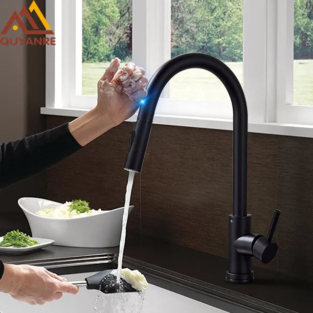 Touchless De Fregadero De Cocina Grifo Mate Del Sensor Negro Del