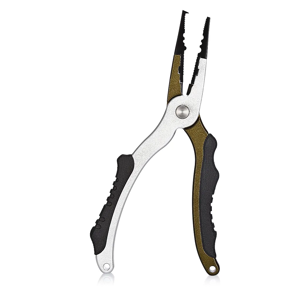 No. FG - 1038 Aluminum Alloy Fishing Pliers Split Ring Cutters with Sheath  and Retractable Tether