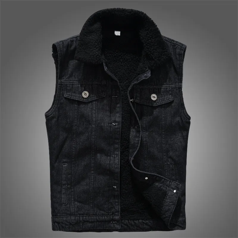 Gilet in velluto nero Gilet in denim coreano Giacca senza maniche Gilet uomo autunno inverno caldo Gilet Slim Fit Cappotti Grandi taglie 5xl