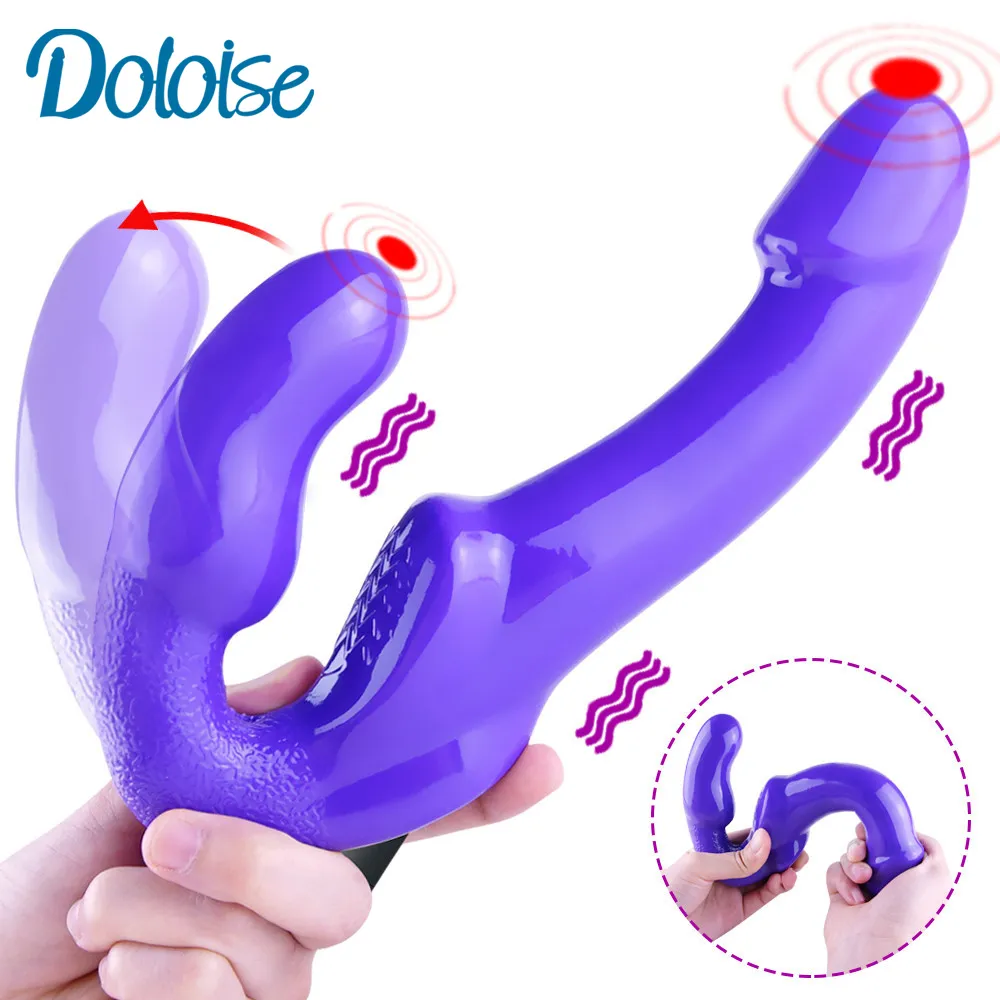 Strapon Dildo Vibratori per donne potenti doppio dildo sesso del vibratore  gioca per le donne coppia di 7 velocità vibratore anale Gay giocattolo