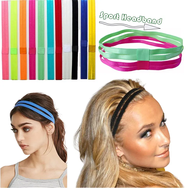 Double Elastic Headband Softball Anti slip Silicone Rubber Hair Bands Bandage On Head For Hair Scrunchy