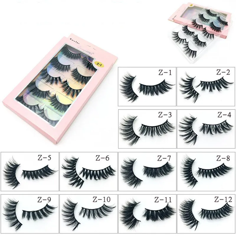 5 paar Faux 3D Mink Wimpers Bulk Valse Wimpers Natuurlijke Strips Korte Piekerige Wimpers Makeup Tools