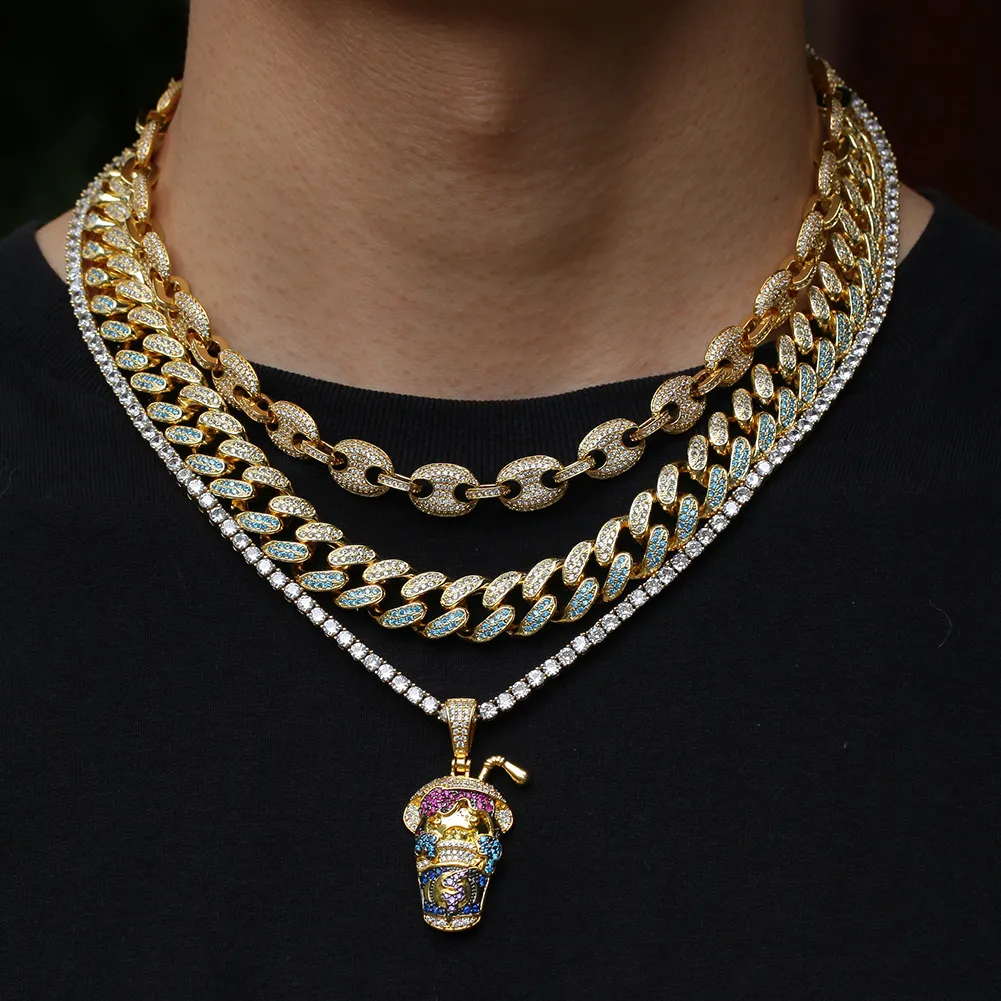 Personalized Multicolor Ice CZ Cubic Zircon Hip Hop gold