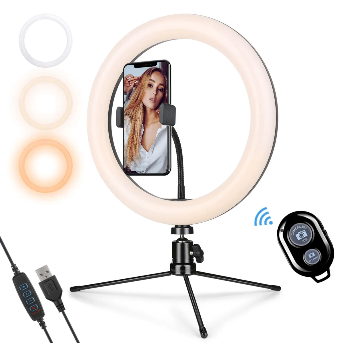 10" Ring Light with Stand and Phone Holder, 10 Inch LED Circle Light for Stream, Selfie, YouTube Videos, Photo Shooting