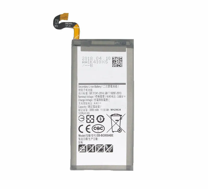 1x 3000mAh 3.85VDC EB-BG950ABE 삼성 갤럭시 S8 G950 G950F G950A G950T G955S G950P G950U Battereis의 교체 용 배터리