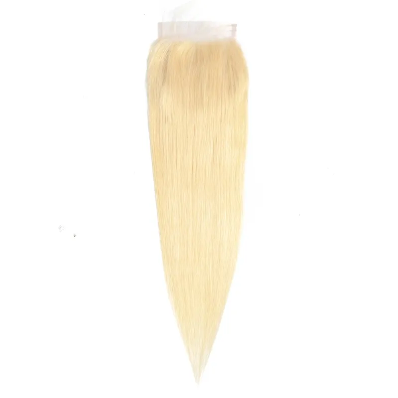 Brazilian 100% Human Hair 613 Blonde 4X4 Lace Closure With Baby Hair Straight Hair Extensions Middle Three Free Part 10-22inch