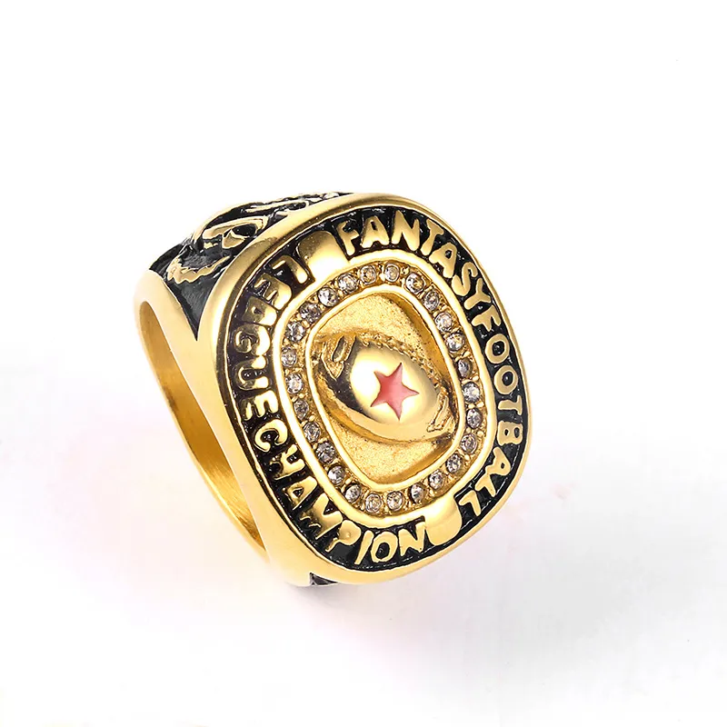 Champion Fantasy Football Ring rostfritt stål American Rugby League Championship Jewelry215E