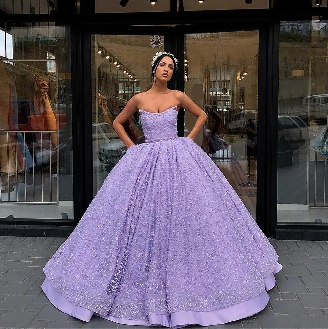 2019 Lilac Prom Dresses Long Evening Gowns Robes De Soir e Ball