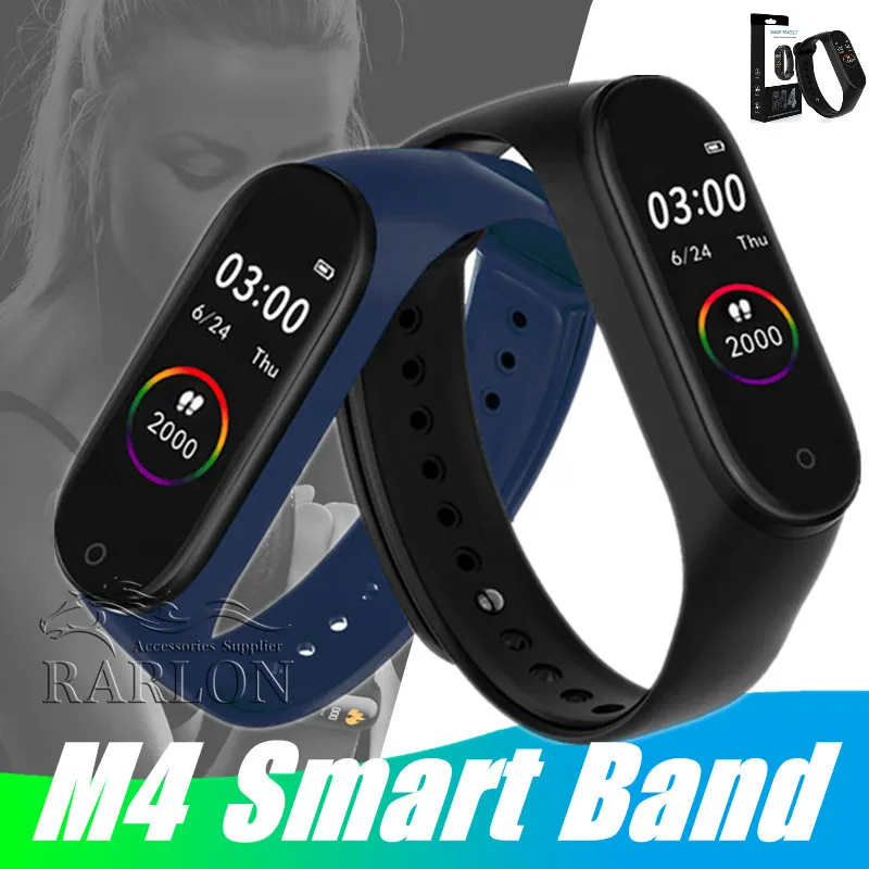 M4 Smart Bracelet Fitness Tracker with Heart Rate Blood Pressure Health Watch Band Sport Smart Watch for iPhone Android Cellphone with Box