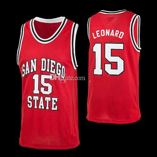 Kawhi Leonard #15 San Diego State College Red Retro Basketball Jersys Mens Ed Custom Number 이름