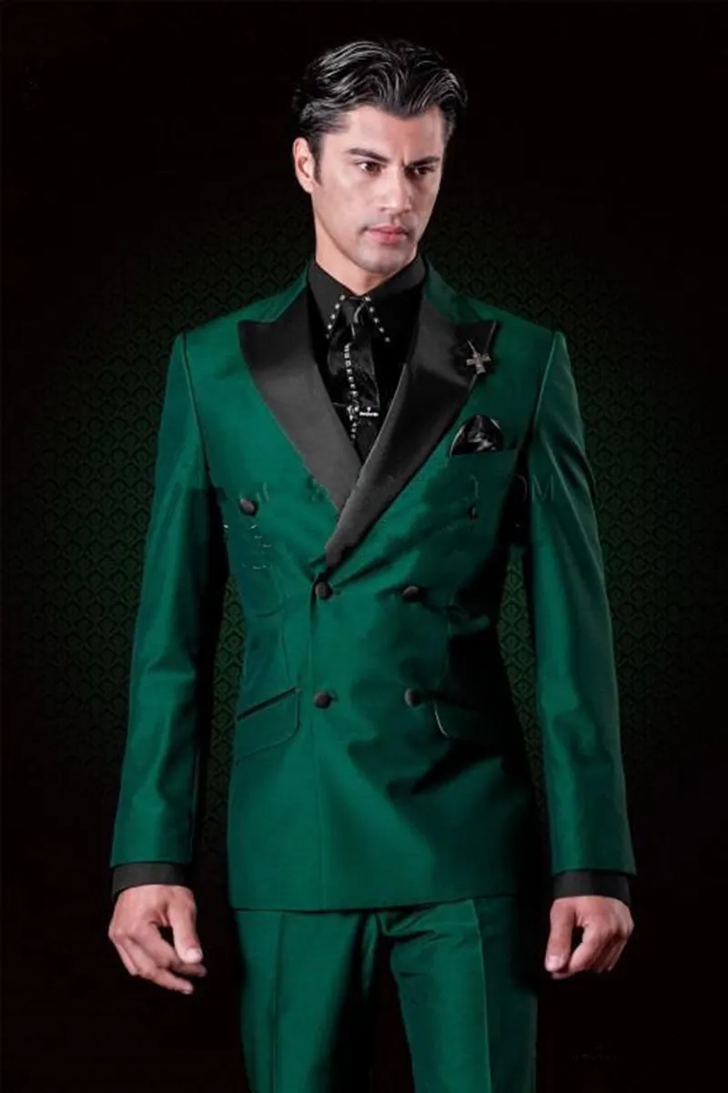 Nouveau Design populaire Breasted Green Green Groom Wedding Tuxedos Peak Lapel Groomsmen Mens Dîner Blazer Suits (Veste + Pantalon + Cravate) 368