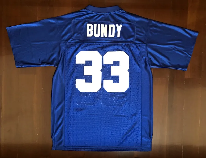 Frakt från USA Al Bundy #33 Polk High Gift Med Barn Män Film Fotbollströja Allt Stitched Blue S-3XL Hög kvalitet