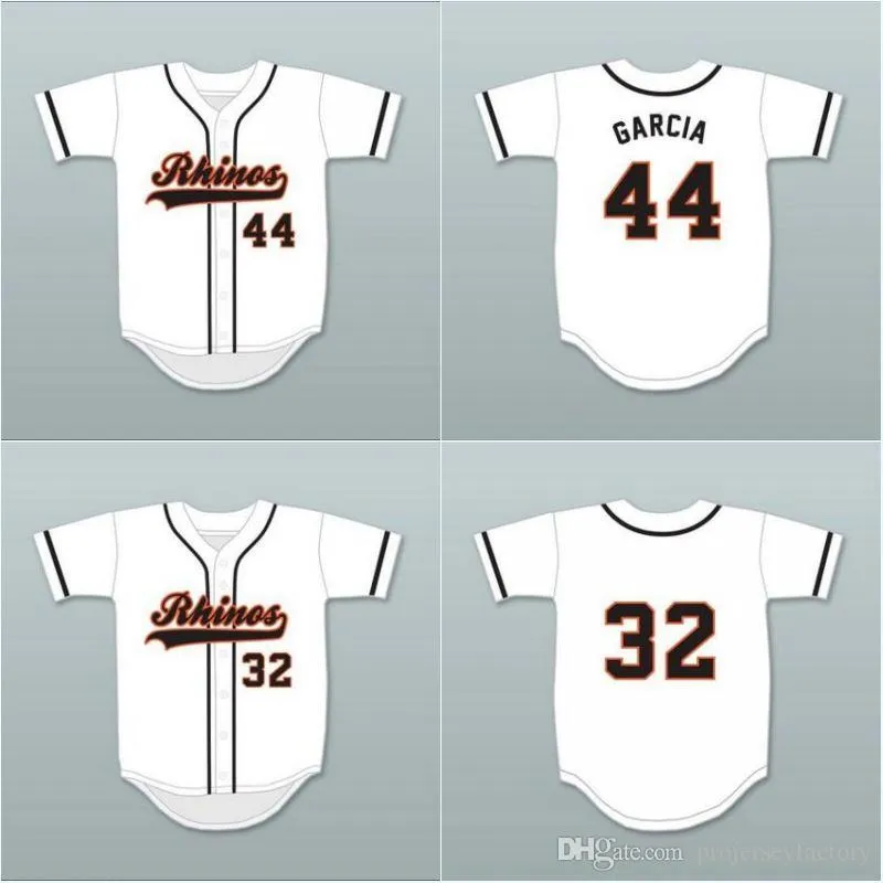 44 Rhinos Garcia White 32 Raffy Benitez Rhinos Baseball Jersey Kee Peeele Slap Ass無料送料無料野球ジャージミックス注文送料無料