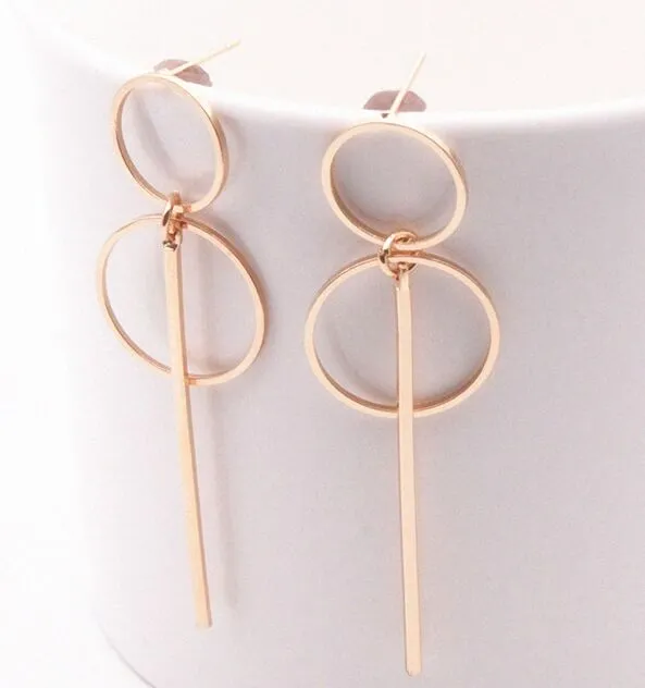 2019 mode oorbellen punk eenvoudig goud zilver lange sectie kwast hanger maat cirkel oorbellen voor dames geschenken Groothandel