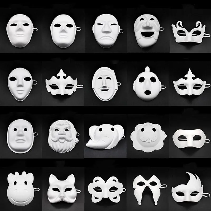 Papper DIY Party Masque Creative Peinture Halloween Chirstmas Party Masque Enfants Femmes Hommes DIY Demi Visage Masques Complets HHA666