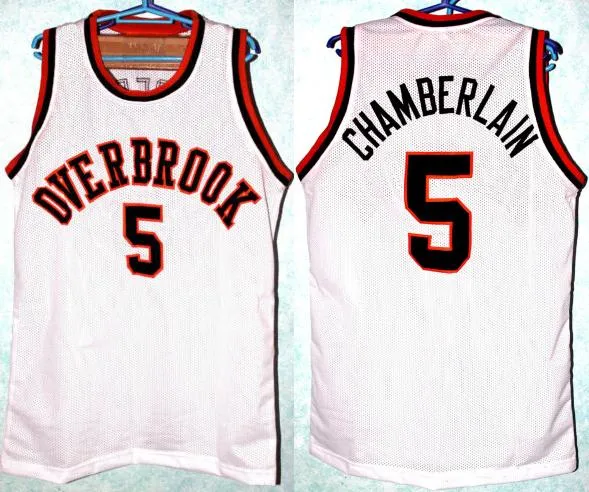 Wilt Chamberlain 5 Overbrook Panterler Lisesi Retro Basketbol Jersey Erkek Dikişli Özel Numarası Adları