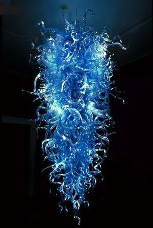 100% soufflé à la bouche CE UL borosilicate verre de Murano Dale Chihuly Art Aqua lampe en verre bleu lustre en verre Antiqu