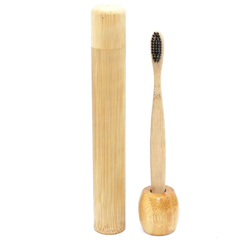 Bambú Cepillo de dientes Cepillo desechable Hotel barato Kraft Paquete de mango plano Nylon Bristle Soft Hair Travel Multi Colors