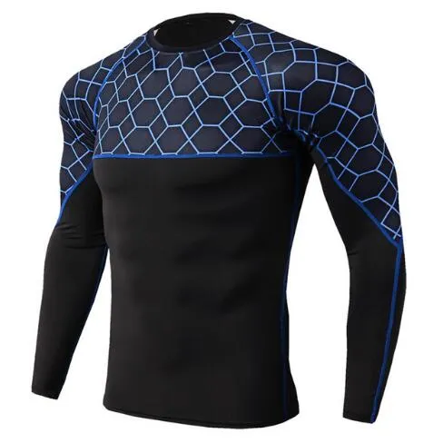 Fashion Rashgard Compression Sport Shirt Men Long Sleeve Fitness