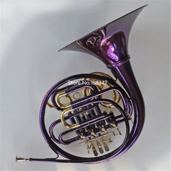 Brand New Single French Horn Bb Purple Destacável sino Instrumentos musicais profissionais Com Case Frete Grátis