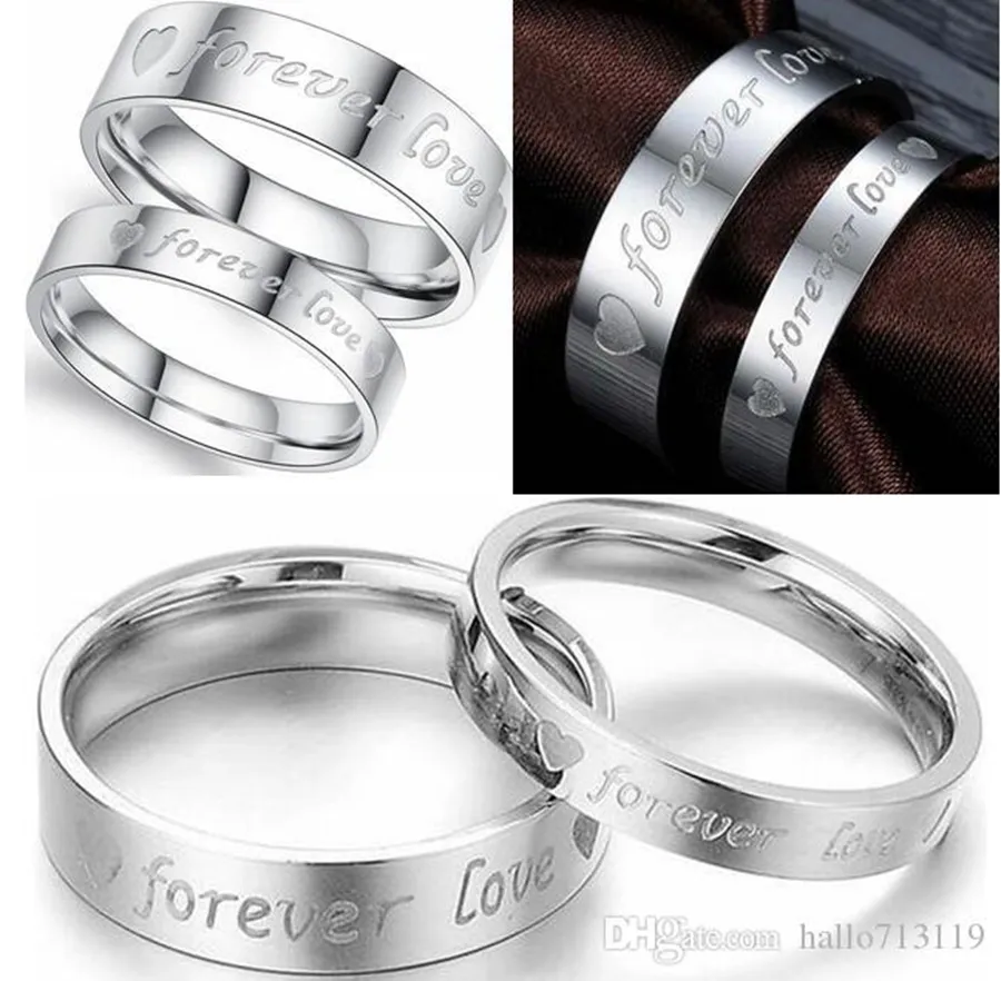 36pcs( 18Pairs) Silver Forever Love couples lovers rings Comfort fit stainless steel Wedding Engagement Ring Wife Husband Birthday Gift