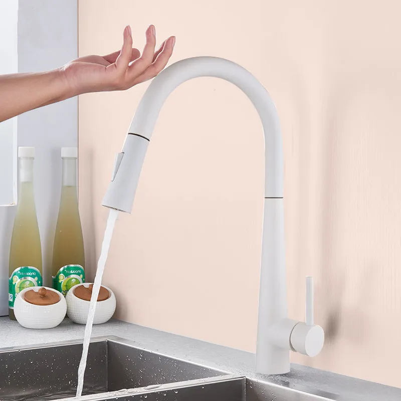 Grifo De Cocina Del Sensor De Control Táctil: Negro Blanco, 360 ﾰ