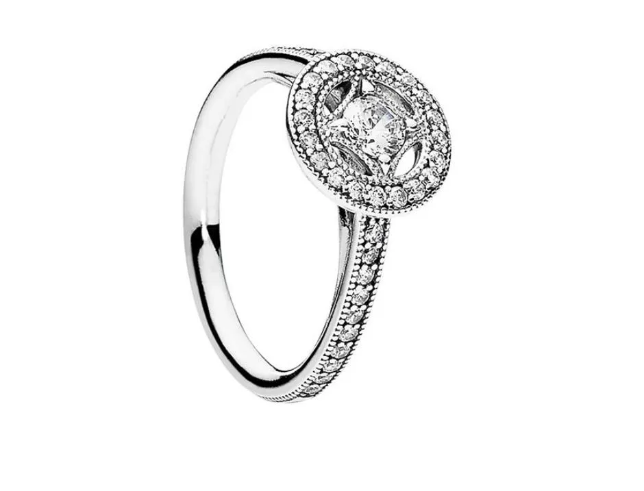 Очистить CZ Diamond Vintage Allure Ring Set Оригинальная коробка для Pan 925 Стерлинговое серебро Роскошные Ювелирные Изделия Женщины Обручальные кольца W154