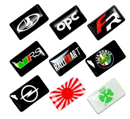 Autocollant de voiture petit badge décoratif capuchons de moyeu volant pour opel opc renault alfa lada mazda autocollant d'emblème de voiture