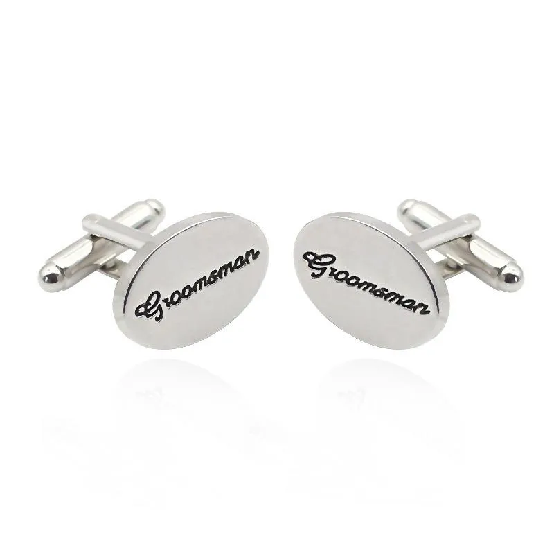 Creative Dollar Symbol Cufflinks For Mens Hip Hop Geometric Oval Alloy Letters Cufflinks Mens Plated Silver Simple Shirt Button Tacks Fashio