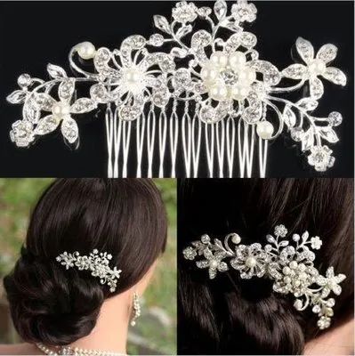 Bling Crystal Pearls Bridal Headpieces Hairs Comb Crowns och Tiaras Headband Bohemian Wedding Accessories for Women Pearls Brud Headpiece Hair Pins 2022