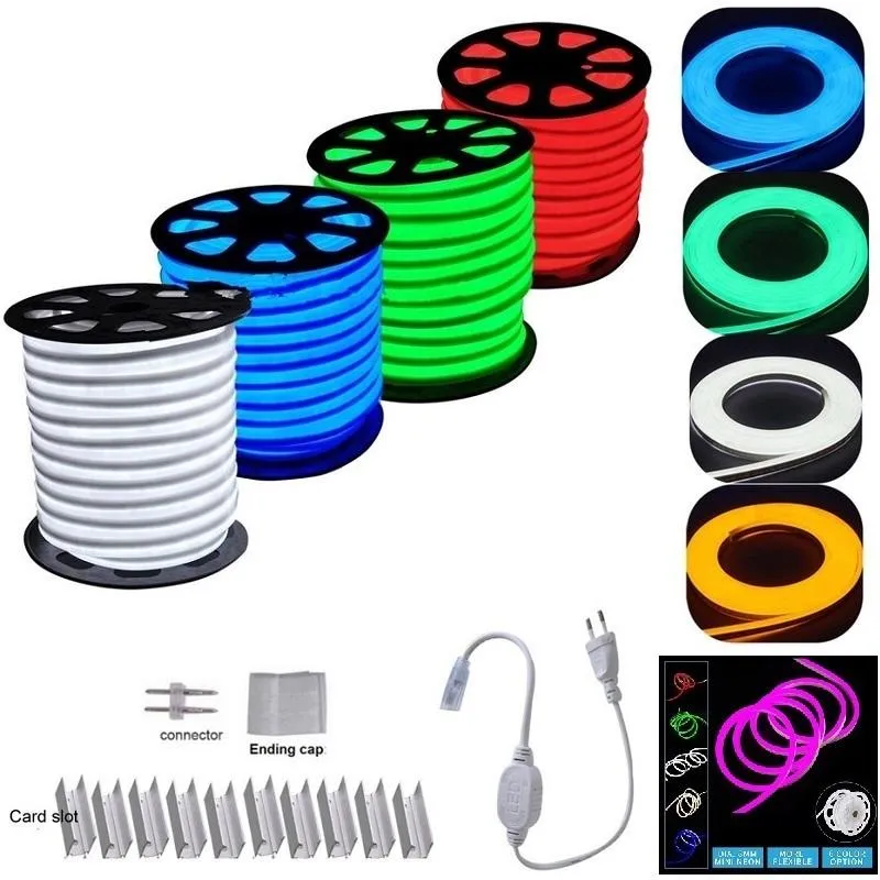 DHL Neon LED Strip Flex Rope Light Impermeable IP68 Mini LED Tape 220V 110V TV Dimmer Cinta flexible para iluminación exterior