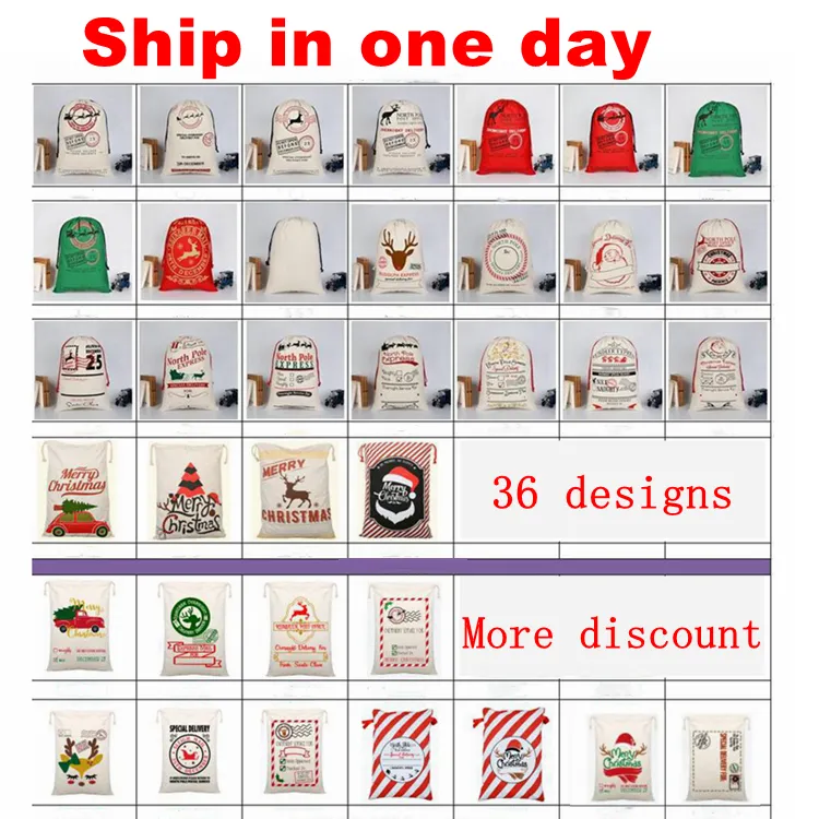 Santa Sacks Monogrammierbare Weihnachtsgeschenktüten SantaSack Kordelzugbeutel SantaClaus Deer 33 Designs Bulk auf Lager YW244-WLL