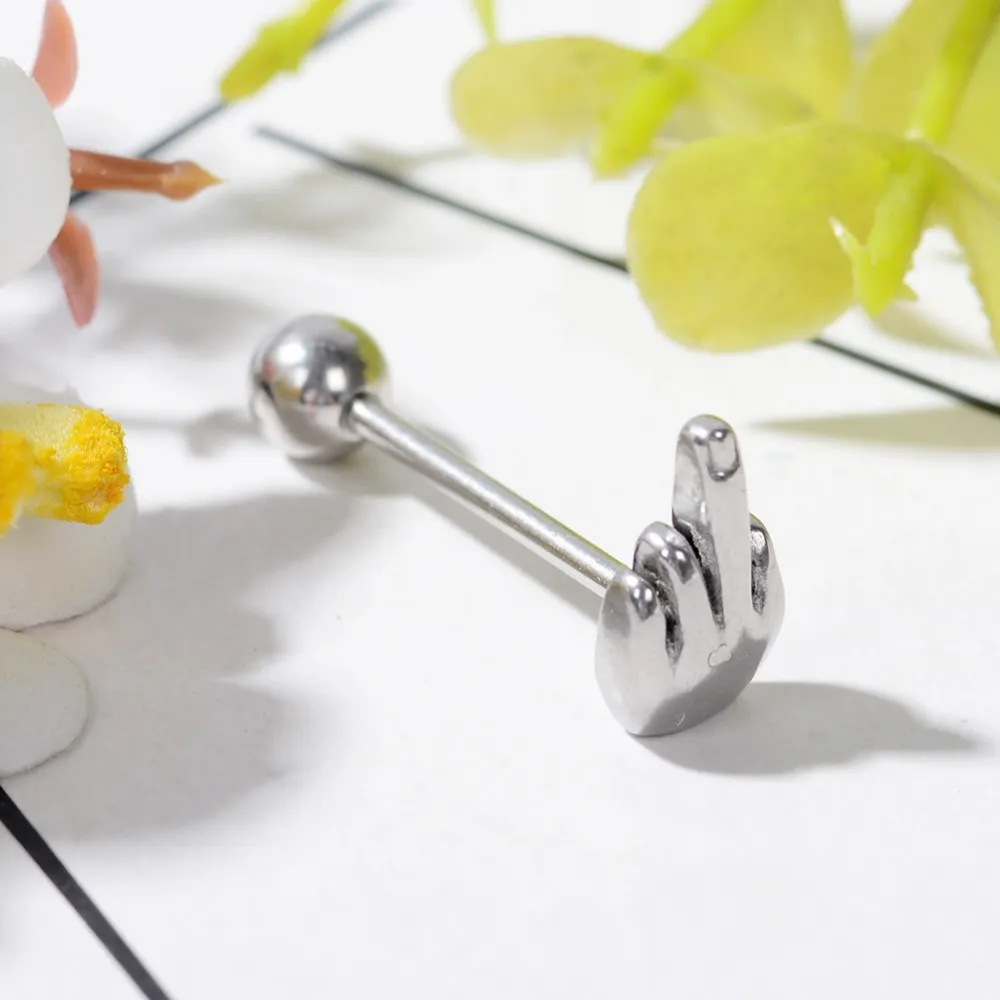 1 Sztuk Palm Język Pierścień Ze Stali Nierdzewnej Barbell Język Piercing Stud Plug Jewelry Piękne Body Piercing Biżuteria dla kobiet Mężczyzn