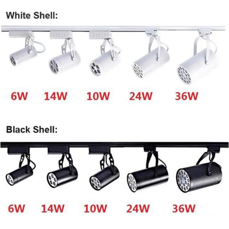 LED Track Light 6W 10W 14W 24W 36W 120 BEAM HOEK KOUD WIT WIT LED PLIFT SPEETLIJK AC 85-265V LED Spotverlichting