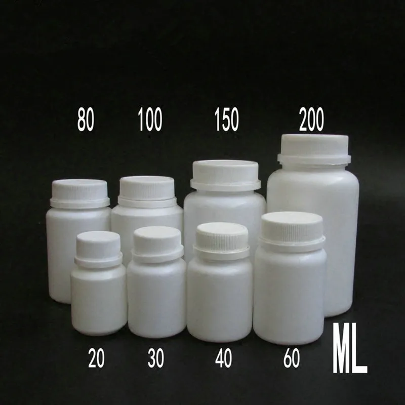 20/30/40/60/80/100ml Envase de cápsulas vacías de plástico blanco Botella de pastillas médicas con tapa a prueba de manipulaciones Envío rápido F2003