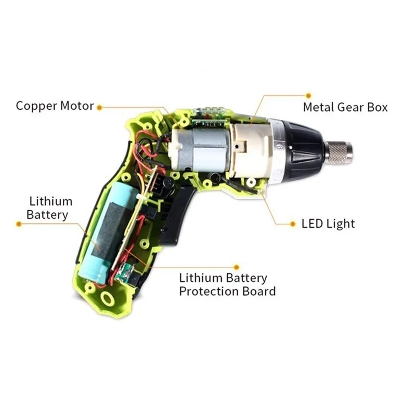 Freeshipping 3.6V Laddning Bärbar skruvmejsel Electric Drill Cordless Wireless Driver Multifunktionsskruvmejsel