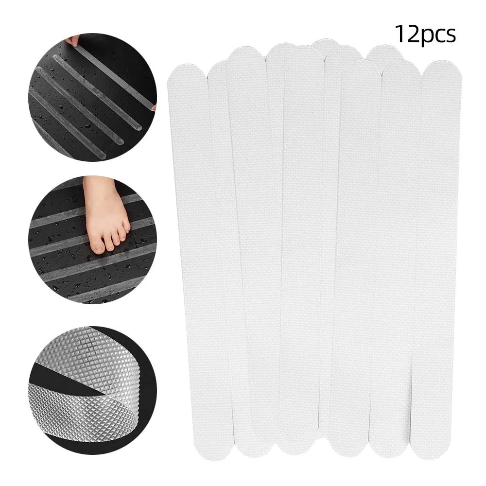 12 stks Transparante badkamer tub douche antislip strips tape praktische waterdichte sterke trap vloer veiligheid mat grip sticker