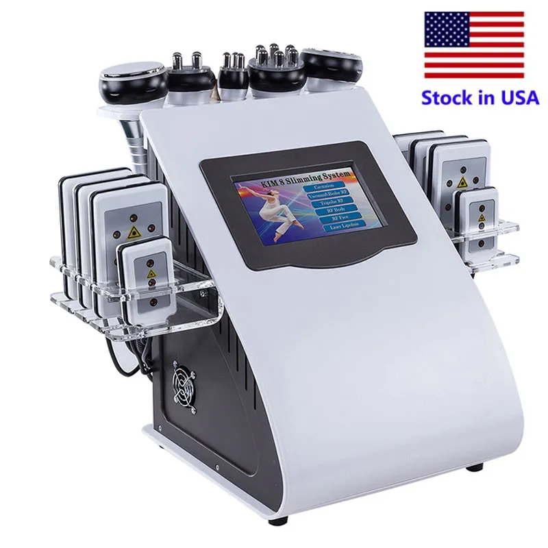 Estoque nos EUA 6in1 Cavitação de emagrecimento RF Vacuum Micro Corrente Cold Hammer Photon Lipo Laser Machine Spa Salão Uso