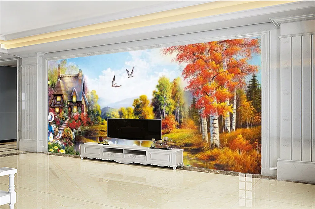Papel de parede 3D belo país pintura a óleo paisagem papel de parede sala de estar quarto fundo parede decoração mural papel de parede