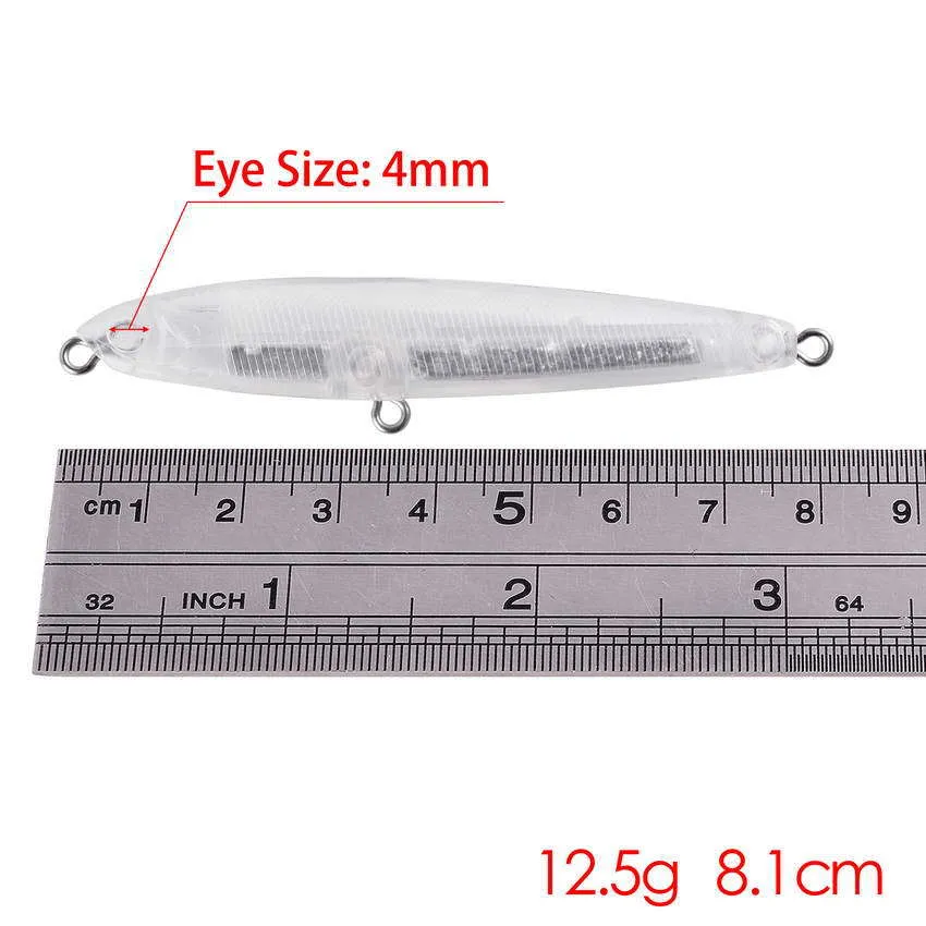 KTGCOZS 50-Pack Unpainted Crankbait Lure Blanks - DIY Fishing Lure Model Type 22, ABS Plastic With Steel Ball - View #3