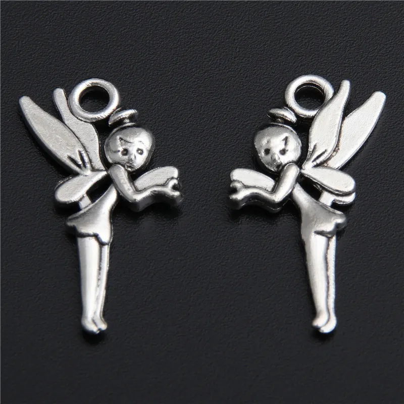 200pcs Silver Color Flower Fairy Flower Angel Elfin Elf Shape Pendant Fit Bracelet Charm DIY Making A2795