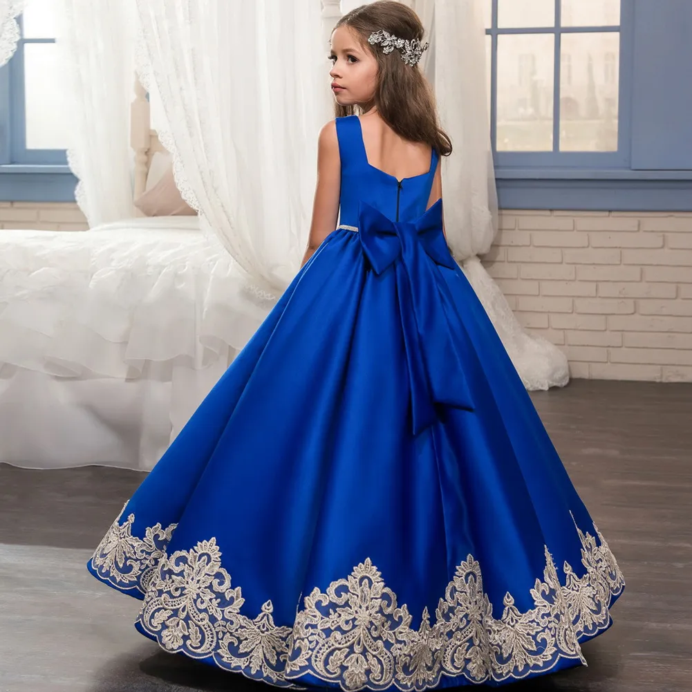 Vintage Royal Blue Satin Ball Gowns Wedding Dresses Lace Cap Sleeves | Ball  gowns, Ball gowns prom, Prom dresses lace