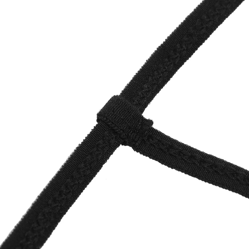 Sexy Lace Bra, Panty, Garter Belt Set For Women Black Transparent Wire