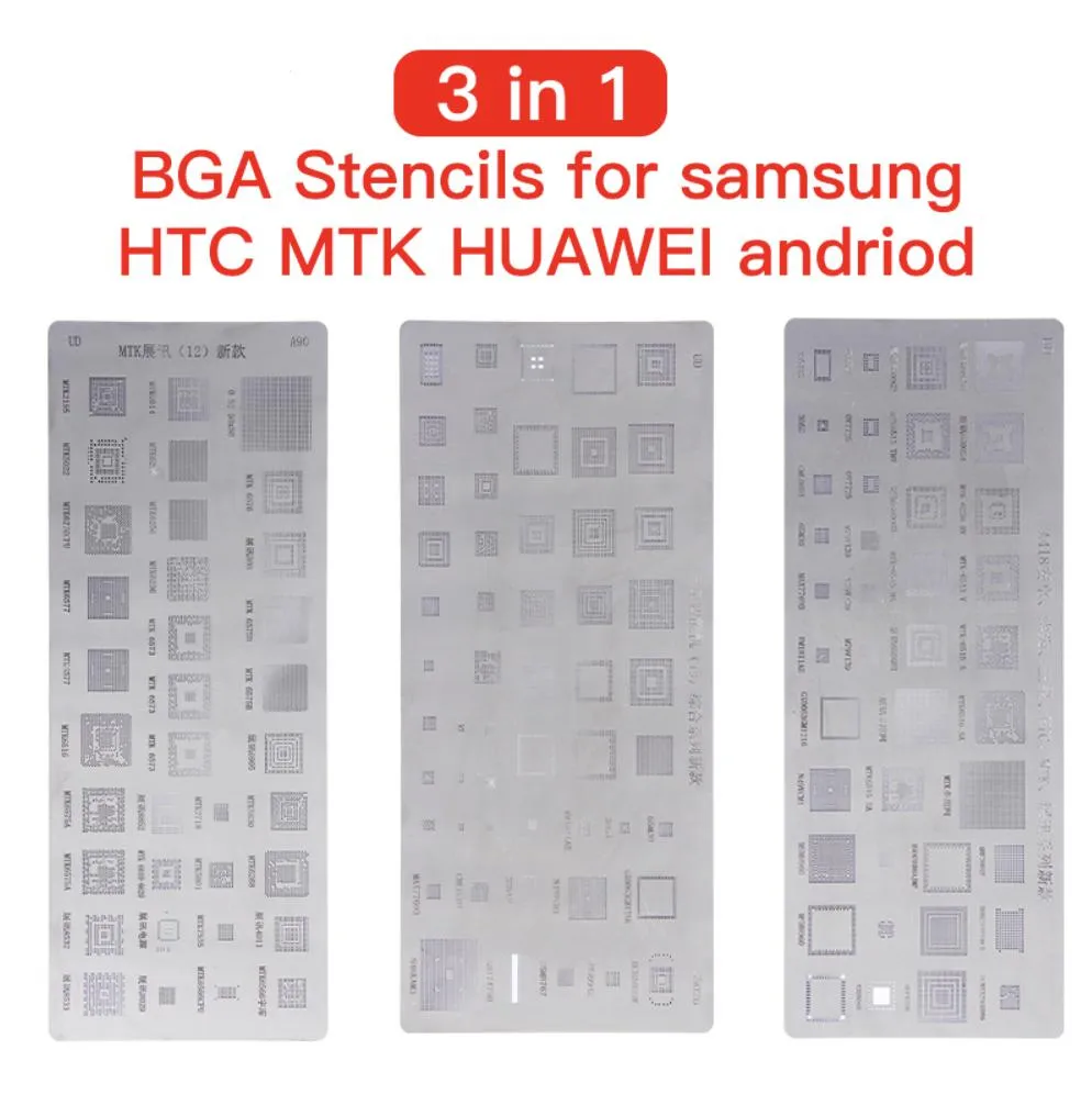 MTK 삼성 HTC 화웨이 Android 용 고품질 3pcs / lot 유니버설 BGA 스텐실은 직접 가열 된 BGA Reballing 스텐실 키트