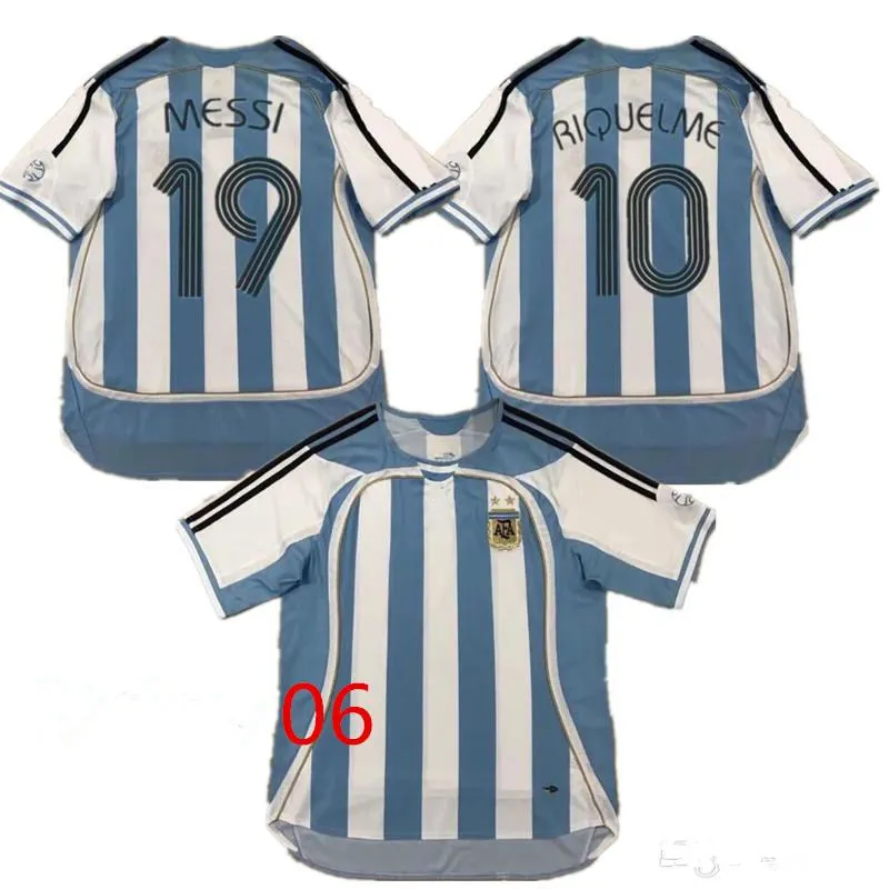 19 10 RIQUELME S 2XL Argentina Soccer Jersey 2006 Copa Del Mundo THAI