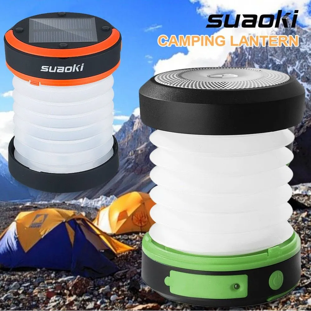 Suaoki Camping LED-lykta USBSolar Uppladdningsbar hopfällbar ljus Mini ficklampa Ficklampa Vattentät lykta för camping