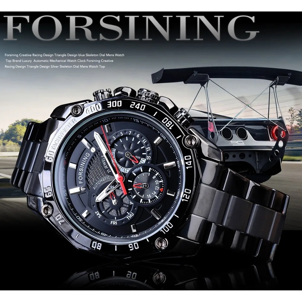 Forsining True Man Acier Inoxydable Militaire Sport Hommes Automatique Montres-Bracelets Top Marque De Luxe Mécanique Mâle Horloge Relogio189w