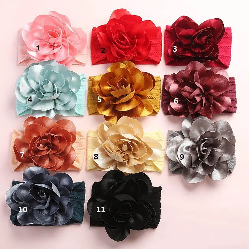 Hot sale flower baby headbands soft nylon girls designer headbands newborn designer head bands designer hair accessories