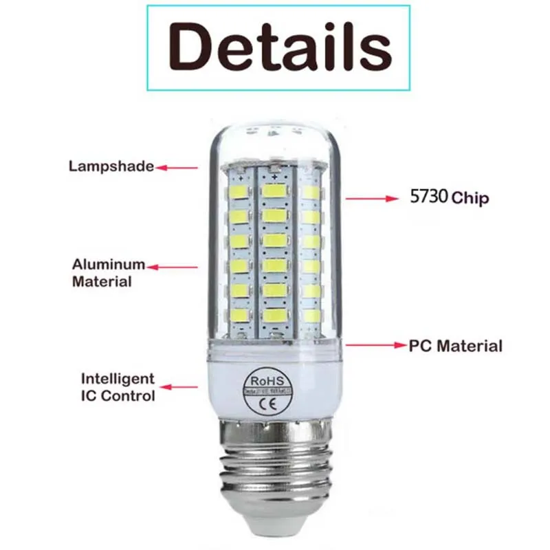 E27 E14 GU10 G9 B22 LED Light Corn Bulb Super Bright 5730  7W/12W/15W/18W/20W Warm/White 110V 220V For Chandelier From Tobetterlife,  $1.01